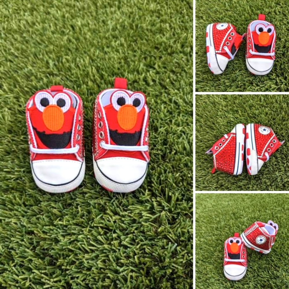 Red Custom Character Hand Embellished Baby Shoes